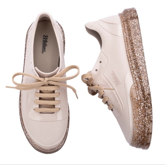 Melissa Tan Sneakers with Glittery Platform Sole - Picture 1 of 16
